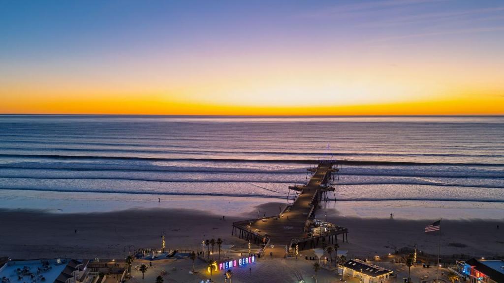 Aerial view of Pismo Beach coastline