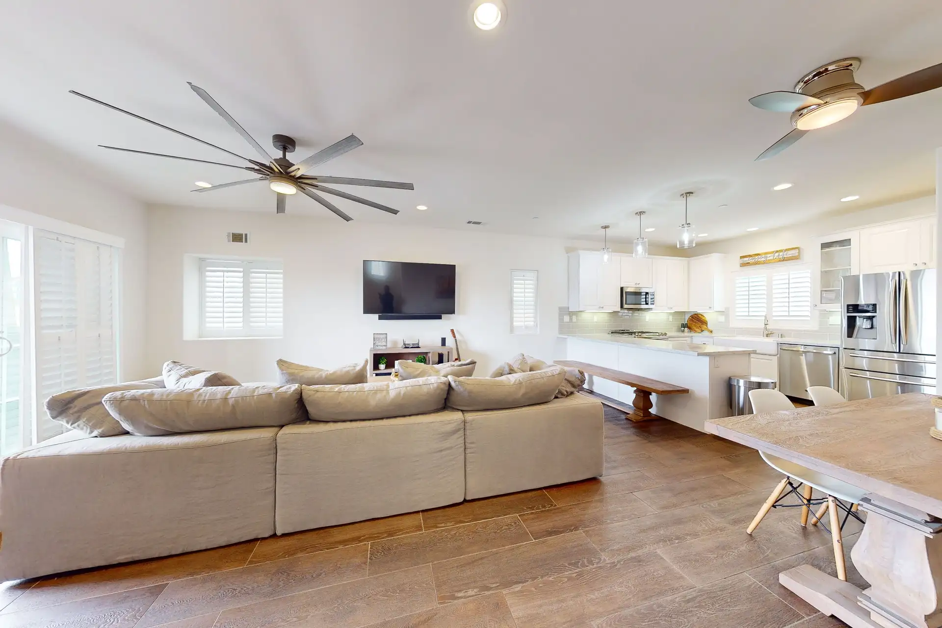 Kitchen and family room