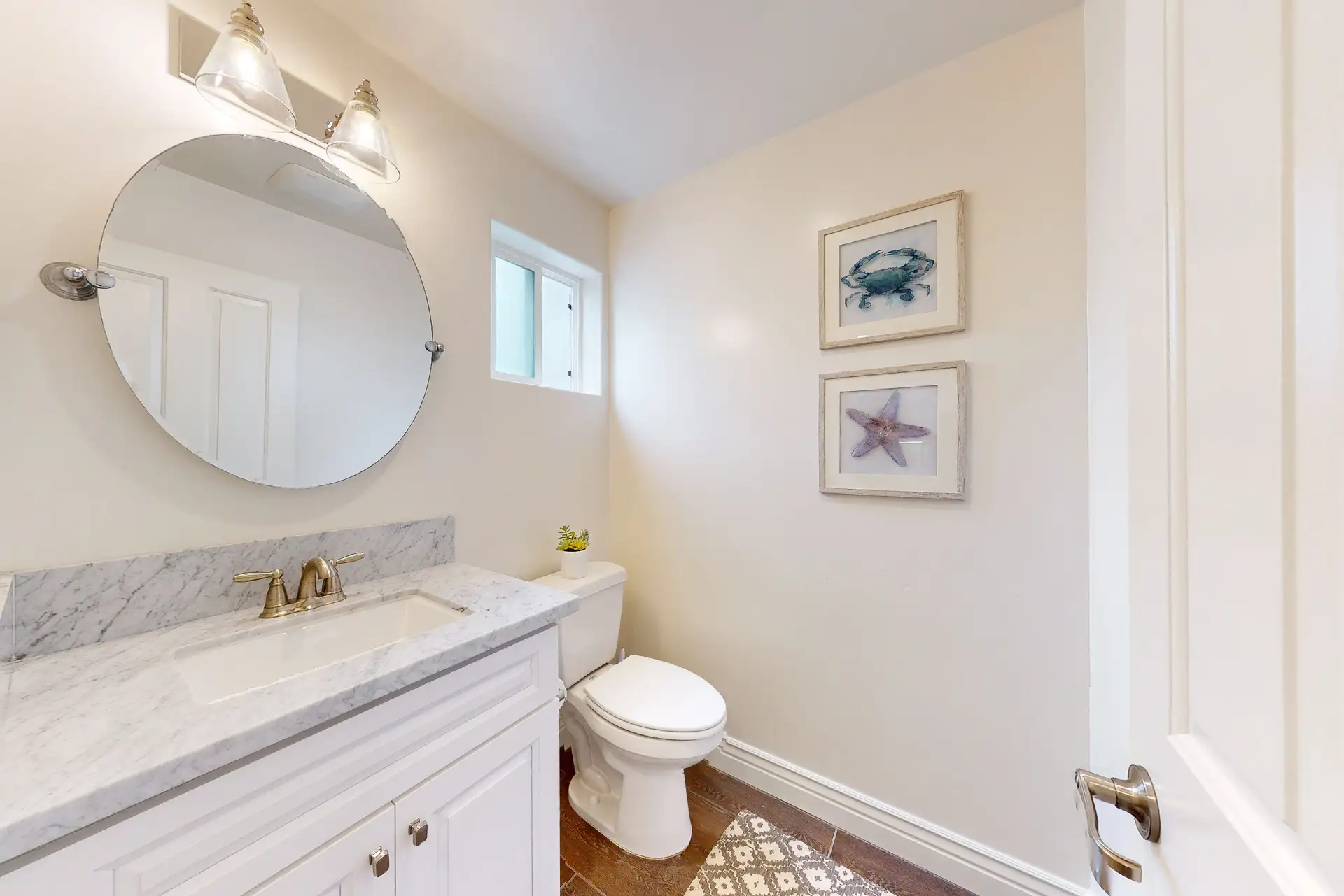 Kitchen, dining, and powder room