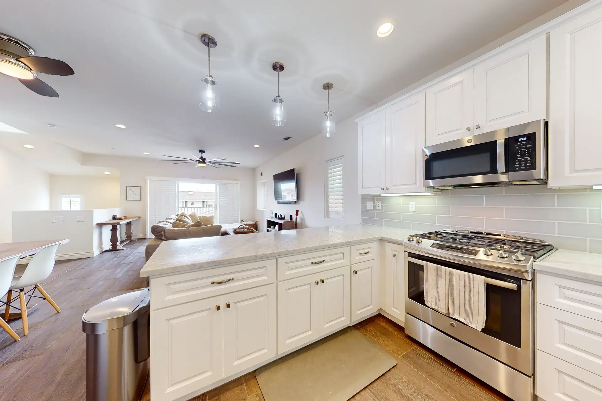 Kitchen and family room at the Pismo Beach vacation rental